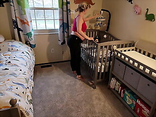 Pregnant step Mom gets stuck in crib and has to